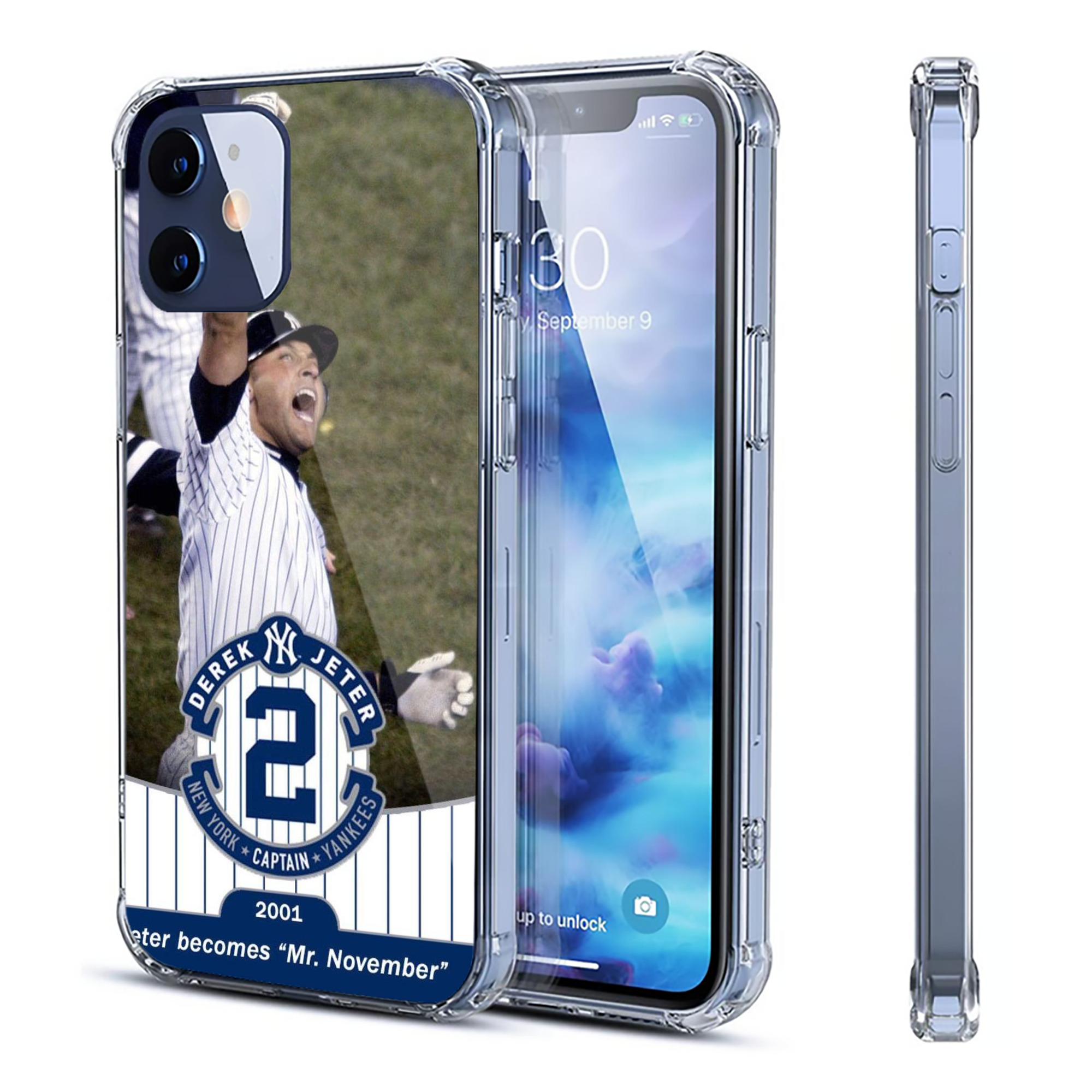 Derek Jeter 87 Clear IPhone 12 Case – Soft TPU With UV Print – Enhanced Drop Protection, Precise Fit, Anti-Fingerprint, Customizable Design, Scratch-Resistant, Yellow-Resistant